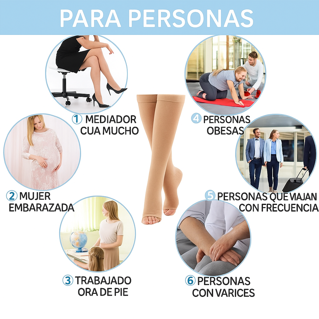 Flexi Compresión Abierta™ – Calcetines de Compresión con Dedos Libres para Uso Diario y Bienestar